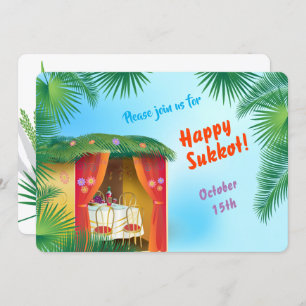 Invitation Joyeux Sukkot Sukkah Lulav et Aquarelle Etrog