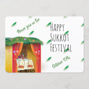Invitation Joyeux Sukkot Sukkah Lulav et Aquarelle Etrog