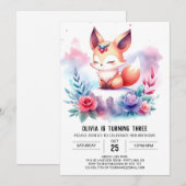 Invitation Joyeux Sweet Fox Anniversaire numérique (Devant / Derrière)