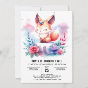 Invitation Joyeux Sweet Fox Anniversaire numérique