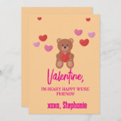 Invitation Joyeux Teddy Bear Kids Valentines Day (Devant / Derrière)