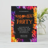 Invitation Joyeux teint d'Halloween violet orange (Debout devant)