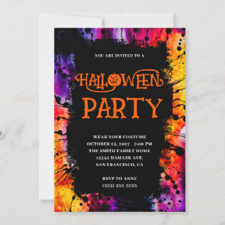 Invitation Joyeux teint d'Halloween violet orange