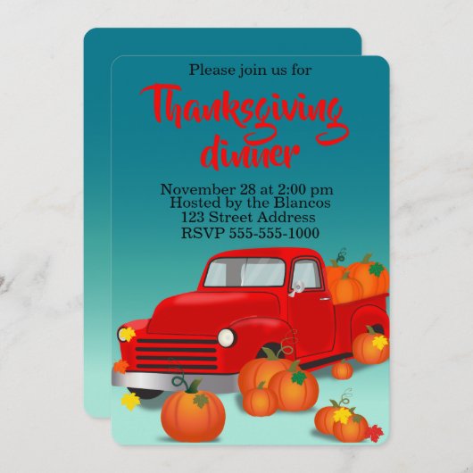 Invitation Joyeux Thanksgiving (Devant / Derrière)