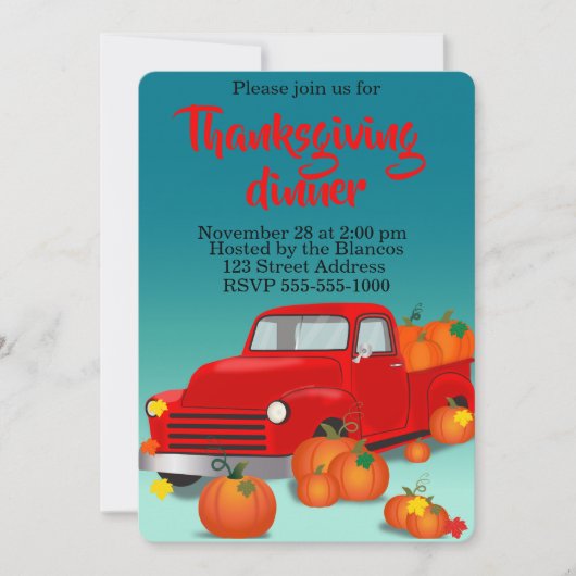 Invitation Joyeux Thanksgiving (Devant)