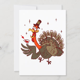 Invitation joyeux thanksgiving drôle dindon ivre