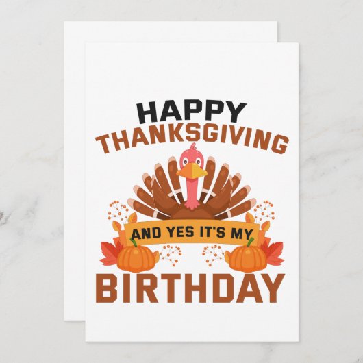 Invitation Joyeux Thanksgiving Et Oui C'est Mon Cadeau D'Anni (Devant / Derrière)