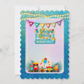 Invitation Joyeux Train D'Anniversaire Avec De Beaux Souhaits (Dos)