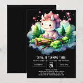 Invitation Joyeux Tricératops Boho Anniversaire (Devant / Derrière)