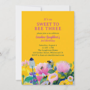 Invitation Joyeux troisième anniversaire coloré pour les abei