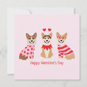 Invitation Joyeux Valentines Day Pembroke Welsh Corgi Chiens