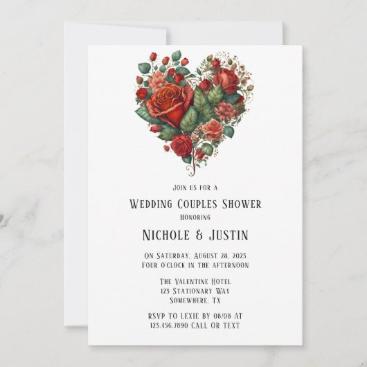 Invitation Joyeux Valentine's Mariage Rose Couples Douche (Devant)