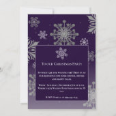 Invitation Joyeux violet et flocons de neige brillants Fête d (Dos)