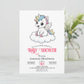 Invitation Joyeux Whimsy Unicorn Baby shower (Debout devant)