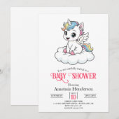 Invitation Joyeux Whimsy Unicorn Baby shower (Devant / Derrière)