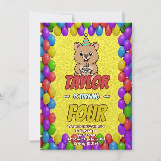 Invitation Joyful Capybara Birthday Invite (Devant)