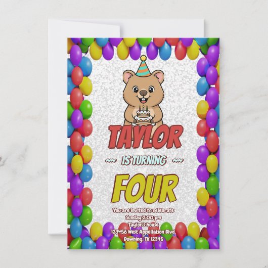 Invitation Joyful Capybara Birthday Invite (Devant)