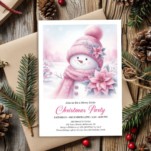 Invitation Joyful Coquette Snowman Editable Christmas Invite