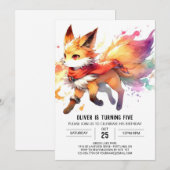 Invitation Joyful Fox Anniversaire en ligne (Devant / Derrière)