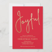 Invitation JOYFUL Gold Faux Foil on Red Christmas Party (Devant)