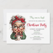 Invitation Joyful Holiday Grandma Comic Christmas Celebration (Devant)