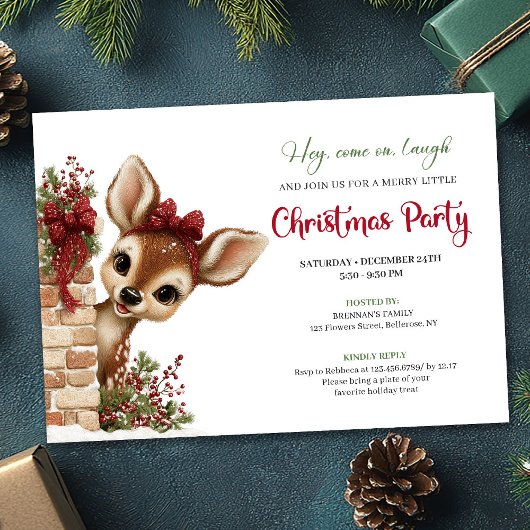 Invitation Joyful peeking reindeer instant download invite