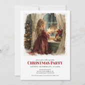 Invitation Joyful Victorian Little Girl Awaiting Santa Print  (Devant)