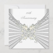 Invitation Jubilé 25 ans Blanc Perle d'Argent Jewel 2 (Devant)