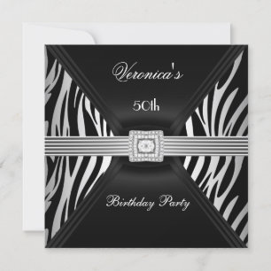 Invitation Jubilé 50 ans Argent Noir Zèbre Diamant  Bijou