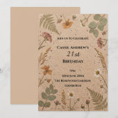 Invitation Jubilé d'anniversaire botanique beige (Devant / Derrière)