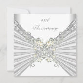 Invitation Jubilé de 25 ans Blanc Perle d'Argent Bijou 2 (Devant)