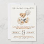 Invitation Judo Bear Turns One" – 1st Birthday (Devant)