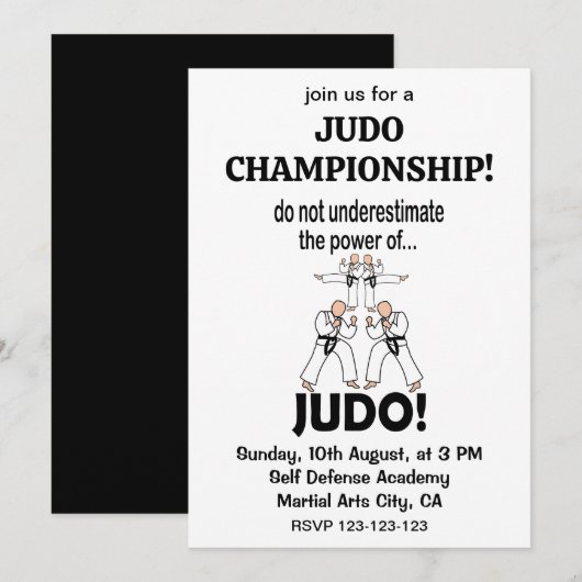 Invitation Judo Fighter Self Defense Taekwondo Judo (Devant / Derrière)
