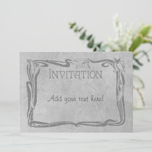 Invitation Jugendstil en gris (Debout devant)