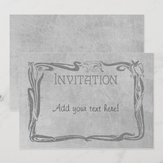 Invitation Jugendstil en gris (Devant / Derrière)