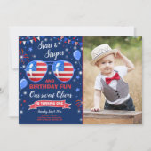 Invitation Juillet 4 Étoiles et rayures Firecracker Anniversa (Devant)