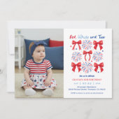 Invitation Juillet Blanc rouge et deux filles 2e anniversaire (Devant)