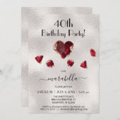 Invitation *~* JUILLET RUBY Birthstone Heart Rose Gold (Devant / Derrière)