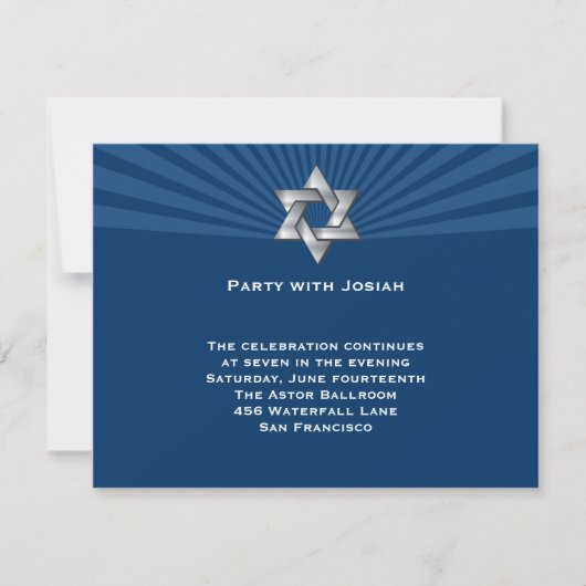 Invitation juive argentée de Mitzvah de barre (Devant)