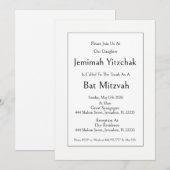 Invitation juive pour Bat Mitzvah, Moderne Minimal (Devant / Derrière)