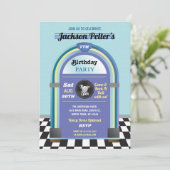 Invitation Jukebox Anniversaire Musique Blue Diner Fifties Re (Debout devant)