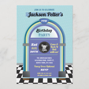 Invitation Jukebox Anniversaire Musique Blue Diner Fifties Re