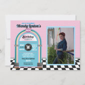 Invitation Jukebox Diner d'anniversaire Cinquante ans Musique (Devant)