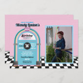 Invitation Jukebox Diner d'anniversaire Cinquante ans Musique (Devant / Derrière)