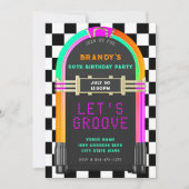 Invitation Jukebox Retro Checkerboard 50th Birthday Party (Devant)