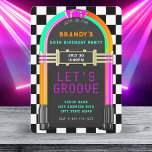 Invitation Jukebox Retro Checkerboard 50th Birthday Party<br><div class="desc">Retro,  vintage 40s musique jukebox invitation anniversaire avec arrière - plan damier noir et blanc. Idéal pour fêter un 50ème jalon avec une sensation classique. Personnalisez-le avec les détails de votre événement.</div>
