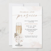 Invitation JULIA Boho Floral Pearls & Prosecco Fête des marié (Devant)