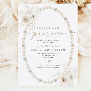 Invitation JULIA Boho Floral Pearls & Prosecco Fête des marié