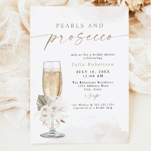 Invitation JULIA Boho Floral Pearls & Prosecco Fête des marié