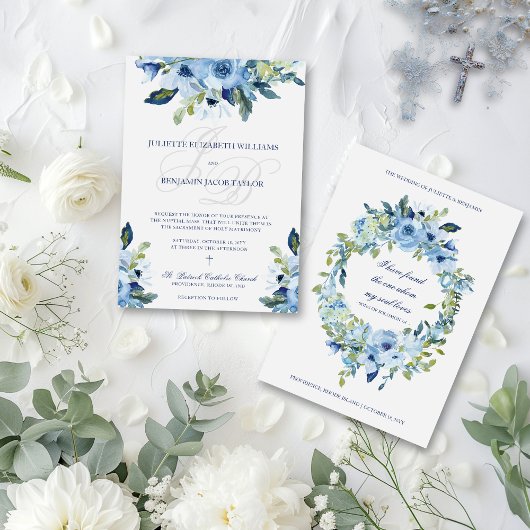 Invitation Juliette Dusty Blue Catholic Wedding Invita